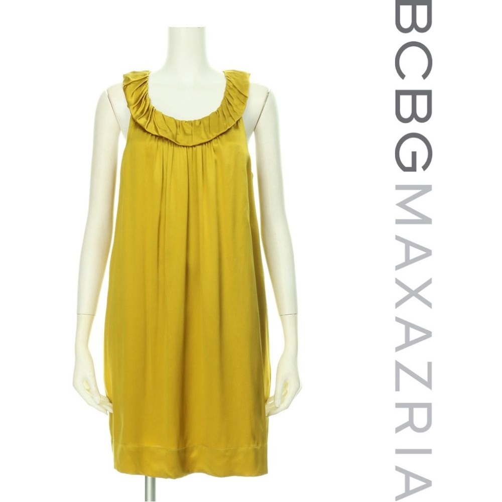 BCBG Silk Satin Dress Gold Yellow Pullon Size 2NWT